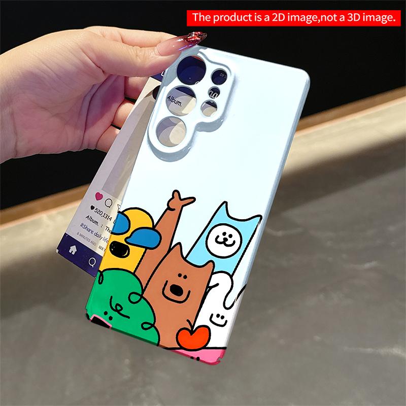 2DFlat Samsung phone case Colorful Cartoon Animal Friends Phone Case Applicable to Galaxy S23 S24 S25ULTRA S26 A12 A14 A15 A16 A54 A55