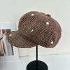 Polka dot cloud beret female spring and autumn big head circumference retro versatile painter hat showing face small newsboy octagonal hat