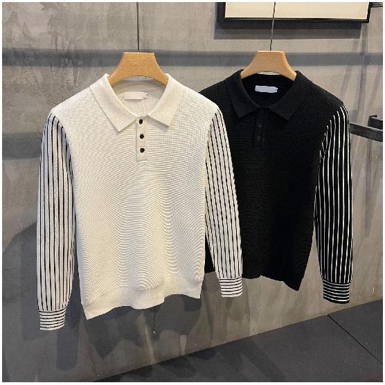 Fleece-lined Fake Two Pieces Sweaters Men's Autumn and Winter New Fashion Casual Shirt Collar Sweater Thermal Bottoming Shirt