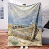 A Boat On The Beach with Seagulls In The Background - Themed Blanket - Comfortable Flannel Fabric Hypoallergenic Suitable for All