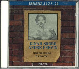 

CD DINAH SHORE, ANDRE PREVIN - Greatest Jazz 34 EJC734 ECHO Japan Jazz Used