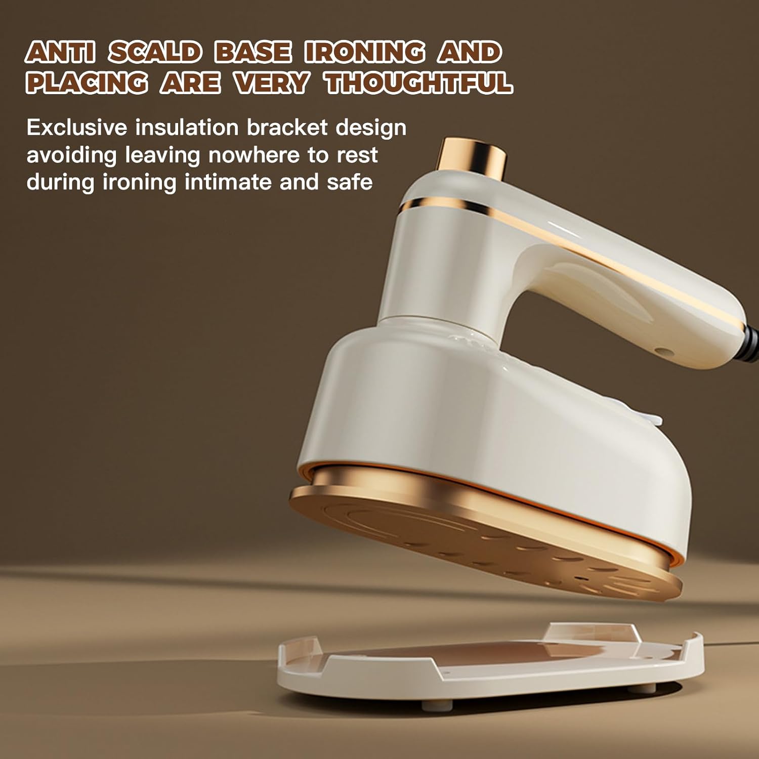 Handheld Garment Steamer,Portable Travel Clothes Steamer with Anti-Scald Base,Fast Heat-Up,Compact Folding Design for Home,Dorm & Travel бежевый