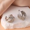 Elegant European C-Shaped Striped Earrings for Women - High-End, Unique, Light Luxury Accessory