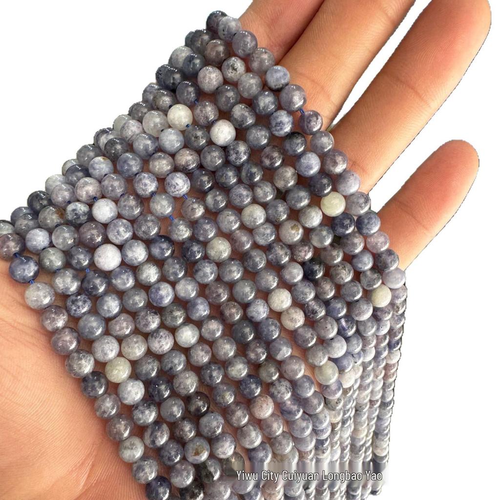 Foggy Blue-Purple Iolite Round Crystal Beads for DIY Jewelry