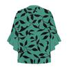 Women's Summer Tops V Neck Three-quarter Sleeves Floral Print Flowing Ruffle Sleeves Half-button Shirt
