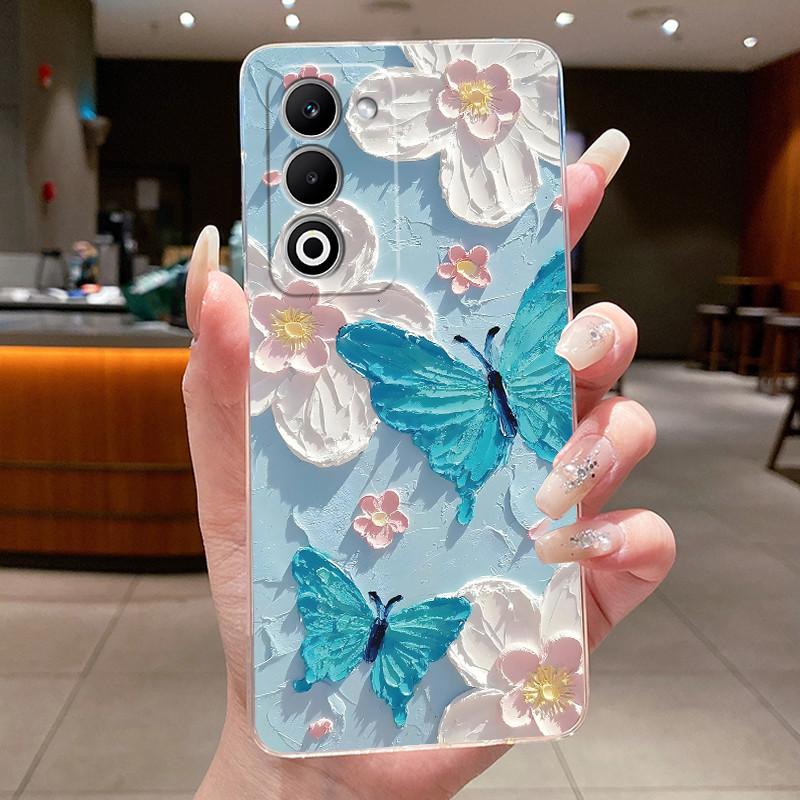 Jelly Case For OPPO A5 A5i Pro A6i Flower Butterfly Phone Cases Capa For Oppo A5 5G Soft Silicone Coque Transparent TPU Cover