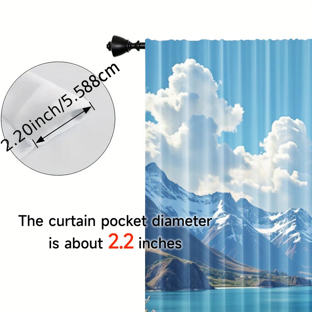 2pcs, 2D Flat Printing Window Curtains Landscape Blackout Polyester Festive Wall Decor Perfect for Carnival Decor