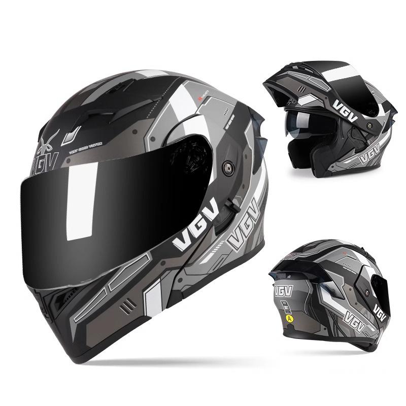VGV Double Lens flip up helmet Openable motorcycle helmet Various Tinted Lens Sun protection glare and UV rays Modular cycling