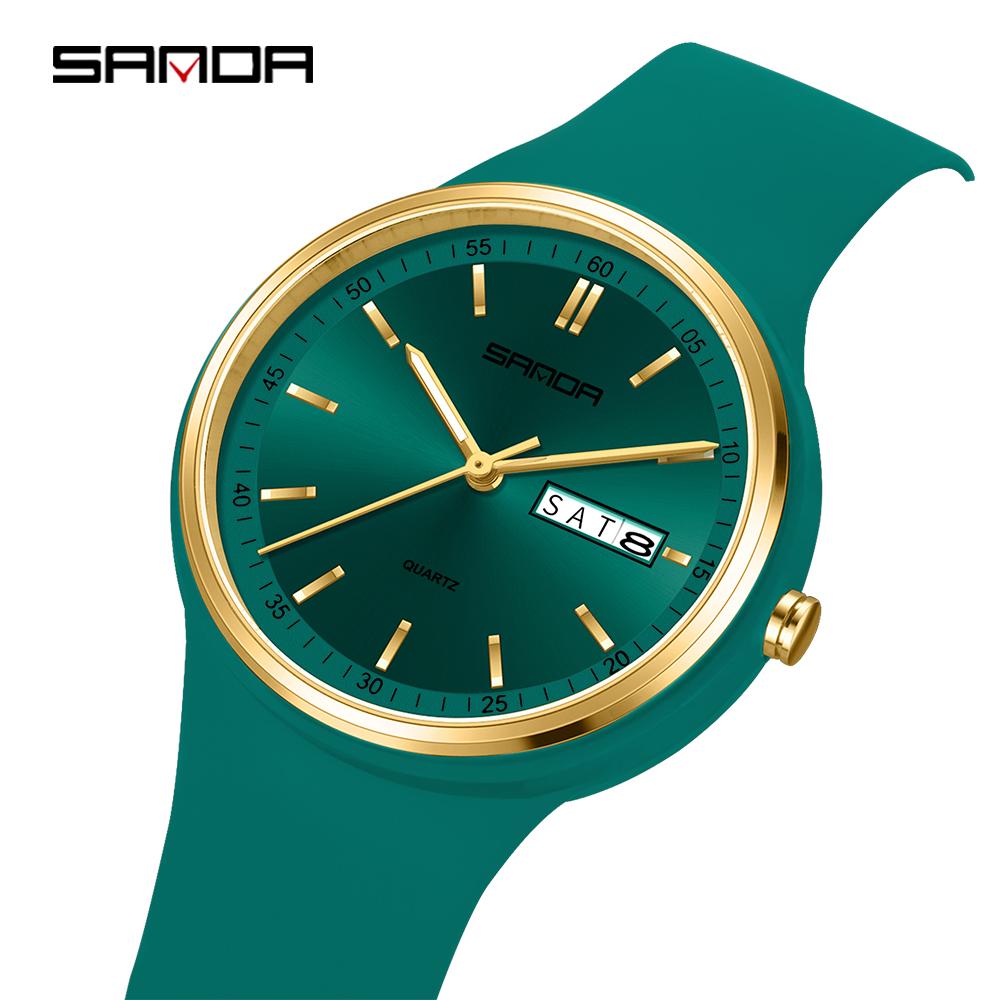 SANDA Top 6213 Male and Female Student Watches Casual Simple Dual Calendar Fashion Male and Female Student Quartz Watches