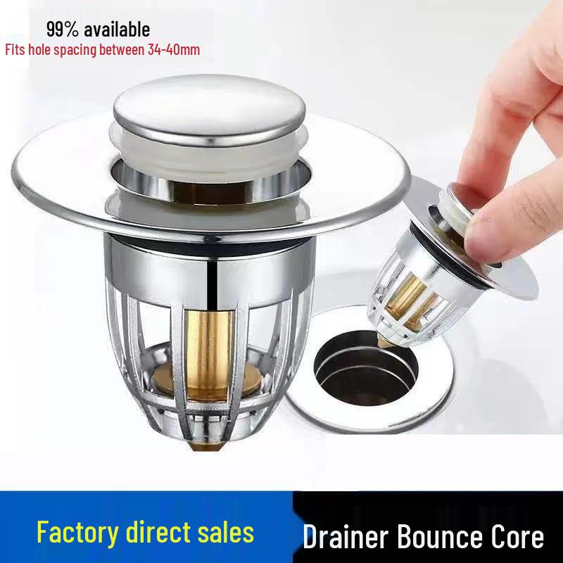 Spring Core Deodorizing Basin Leak Plug with Copper Core - Universal Bathroom Wash Basin Accessory