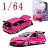 POPRACE Diecast 1/64 Scale Honda Pandem Civic EG6 Sports Car Model Alloy Honda Pandem Civic EG6 Car Model Static Ornament