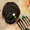 AWAYTR Französischer Twist Perlen Haarstab Haarspange Acetat U-förmige Haarnadel Vintage Schildpatt Damen Haarknoten-Stecknadel Kopfschmuck