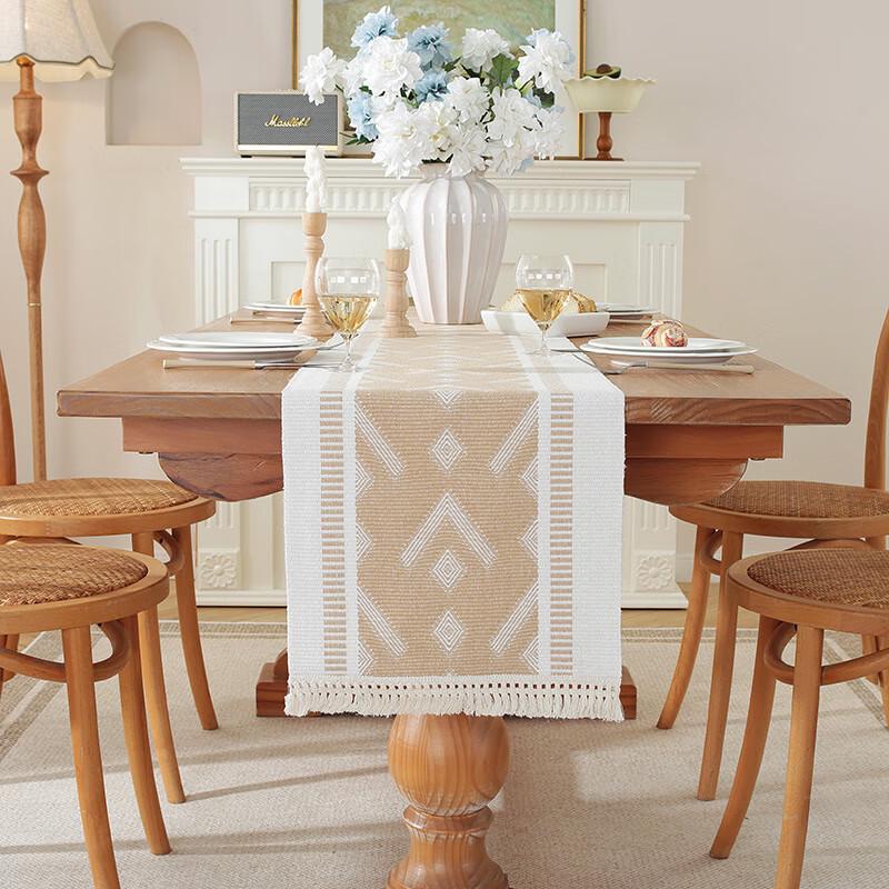 

Modern Minimalist Tasseled Cotton Linen Table Runner