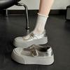 Fashion Versatile Silver Platform Big Head Shoes Women's 2025 New Spring and Summer Light Mouth Mary Jane Shoes Heightening Low-top Board Shoes