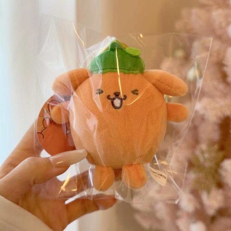 10CM Soda Color Fruity Pudding Dog Plush Toy Keychain Pompompurin Eggplant Orange Soft Stuffed Doll Pendant Girls Gift