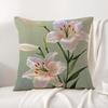 Classic Lily Cushion Cover Natural Linen Organic Fabric DoubleSided Printing Sofa Home Decor Gift Pillow Cover