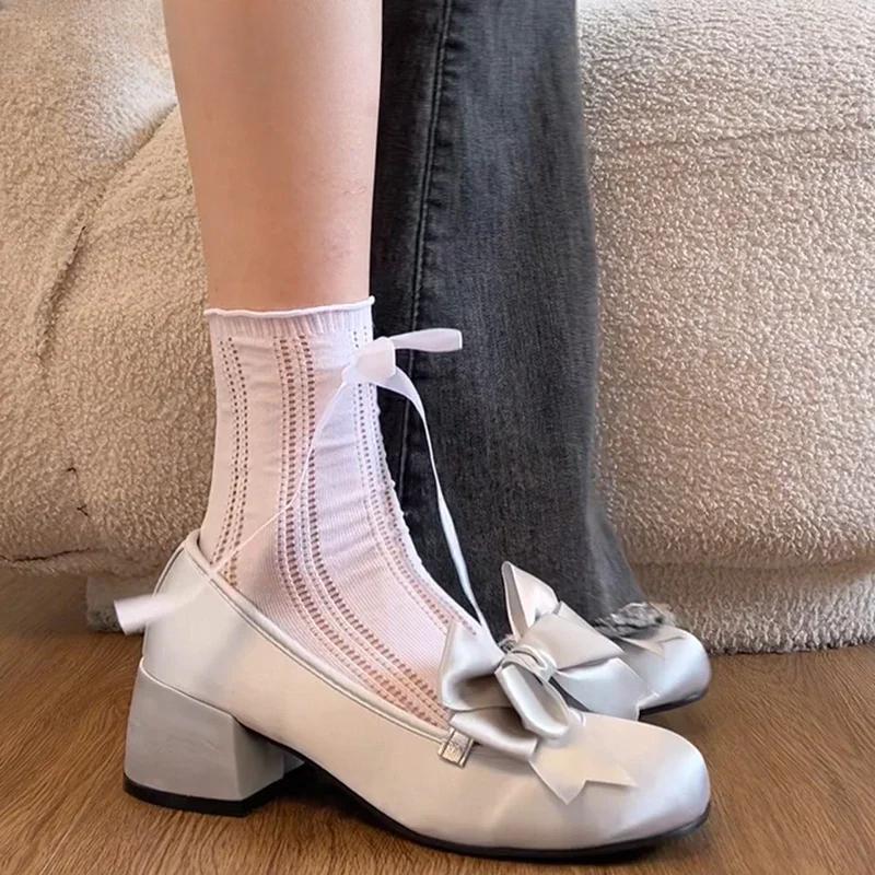 2025 Spring Thick Heel Women Mary Jane Shoes Fashion Shallow Slip On Shoes Casual Dress Street Style Shoes
