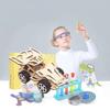 Stem Educational Diy Wooden 4wd Racing Car Science Experiment Toy For Kids Handmade Assembly