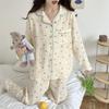 Korea's new autumn donut long-sleeved pajama set is comfortable and pure breathable loungewear for women