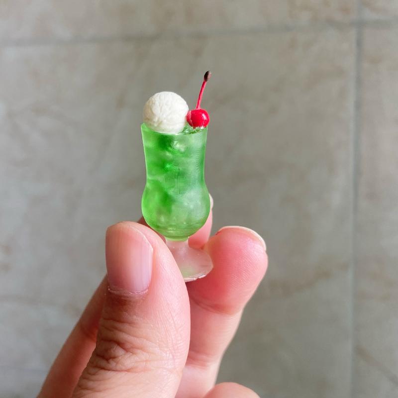 1Pcs Miniature Dollhouse Mini Tea Shop Honeydew Soda Hami Melon Ice Cream Cup Model Pretend Play Kitchen For Kids Toy Accessory