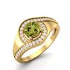 5mm Round Peridot 925 Sterling Silver Gold Vermeil Solitaire Halo Women Engagement Ring