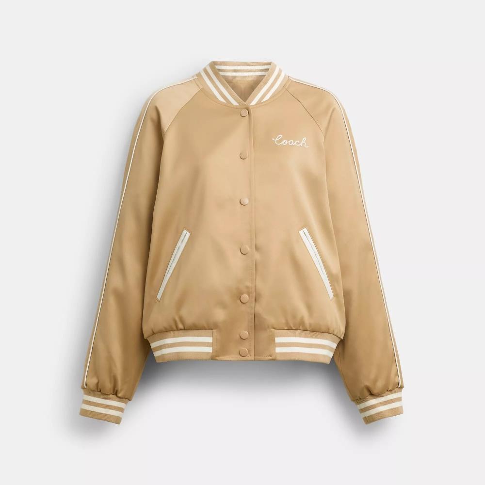 Coach Reversible Signature Souvenir Varsity Jacket Beige