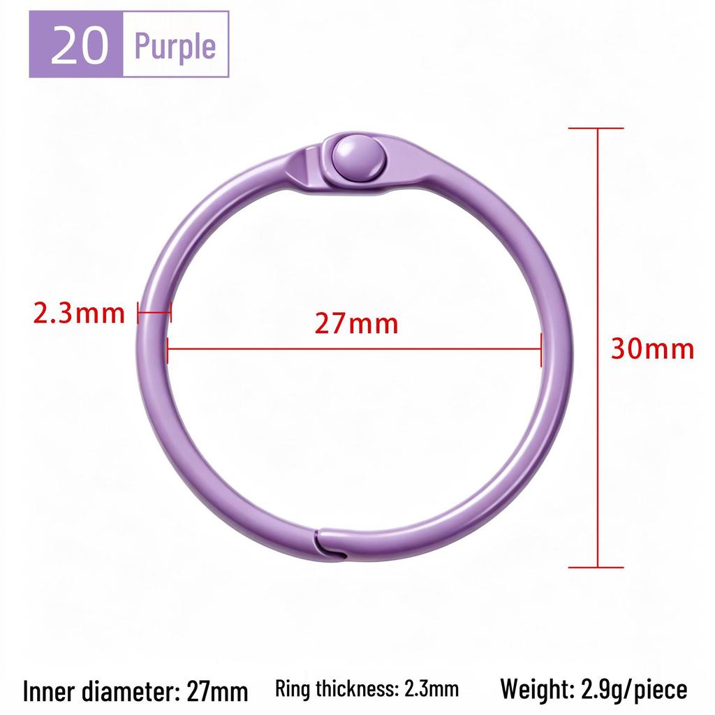 30mm Colorful Metal Book Ring & Keychain Buckle - DIY Open Jump, Loose-Leaf & Card Holder