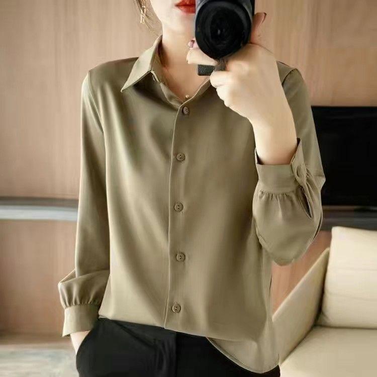 

Роскошная шелковая блузка с длинными рукавами для женщин, топ для многослойного ношения или наряда 5XL