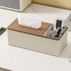 Cmaos Oak Grain Multifunction Desktop Organizer with Tissue Box
