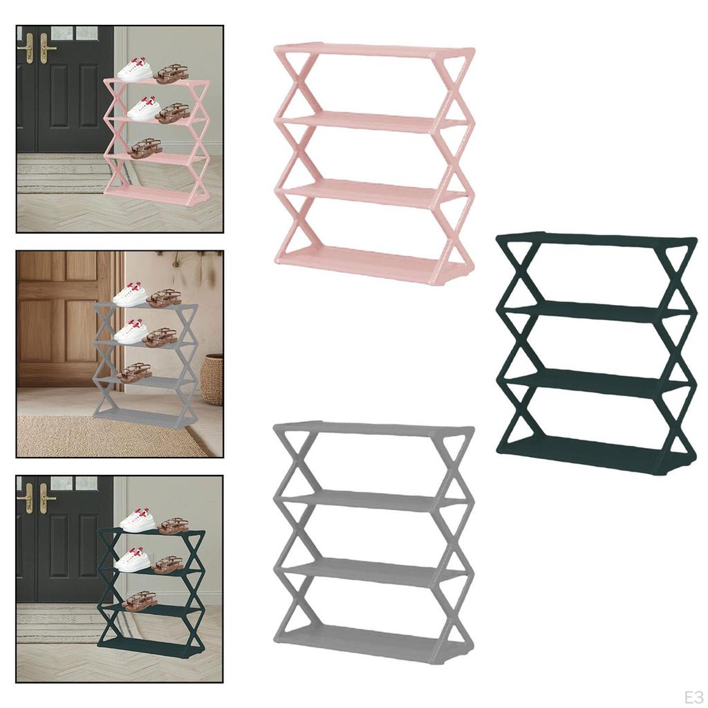 Shoe Rack Organizer 4 Layer 16.5x7.3x19.5inch Easily Install Ventilated Shelf