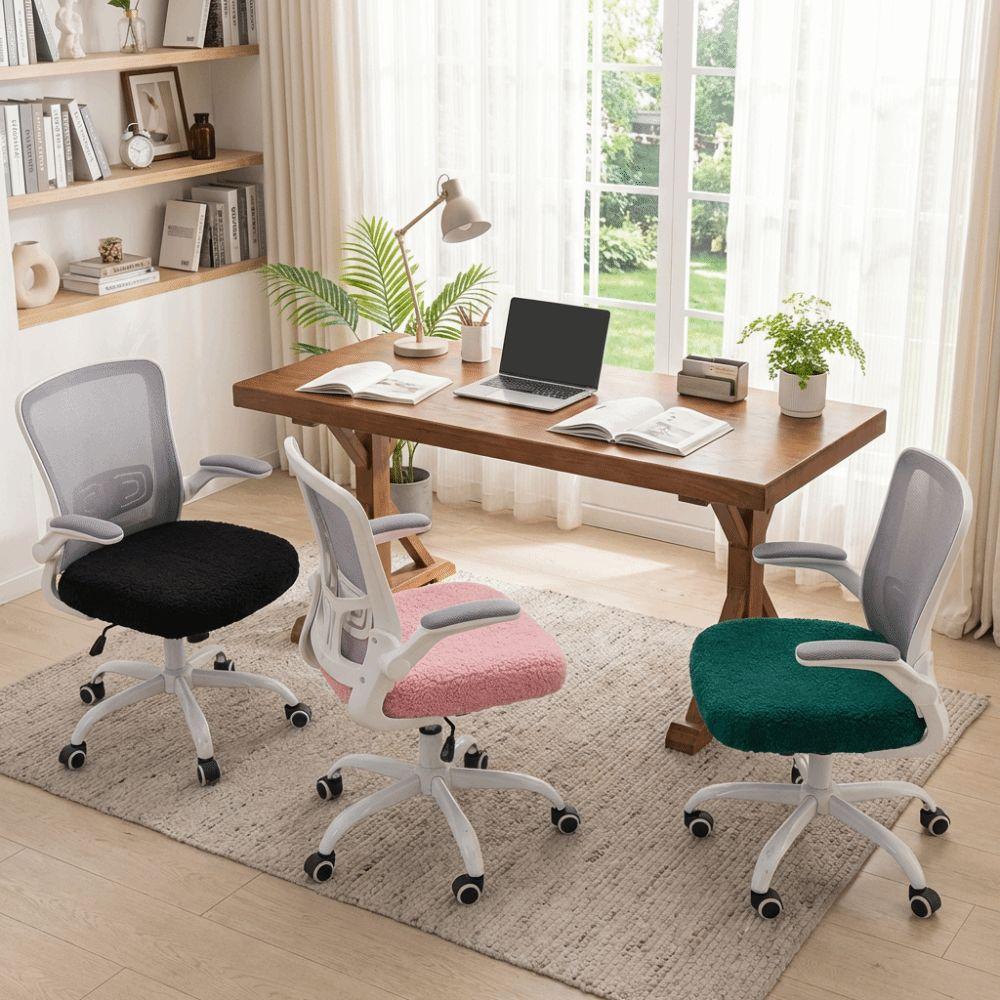 Stretch Computer Chair Seat Cozy Plush Elastic Chair Cover Chair Seat Protector  Winter Use