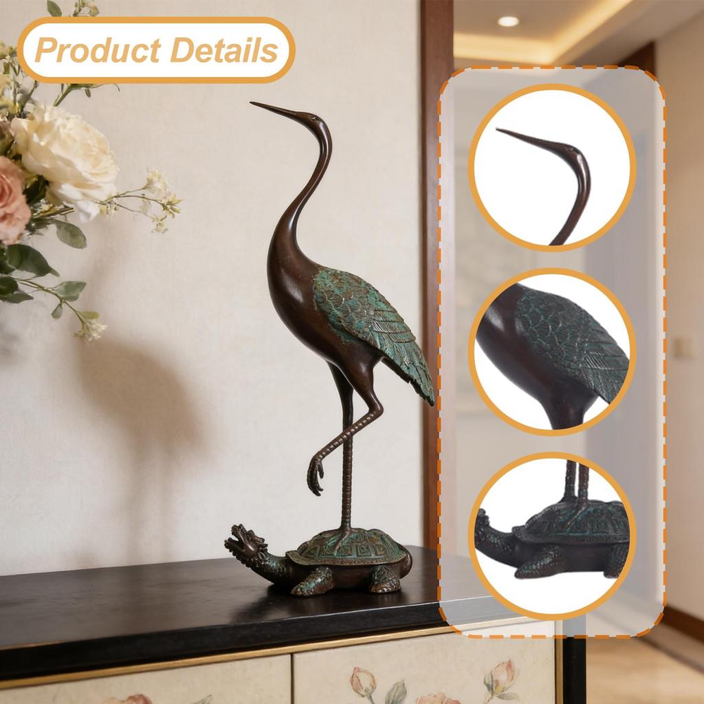 Turtle Crane Ornament Home Decoration Statue Figurine Tabletop Sculpture