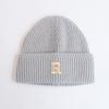 Wool hat women's autumn and winter new letter R standard knitted hat flanged ear protection warm Internet celebrity cold hat tide