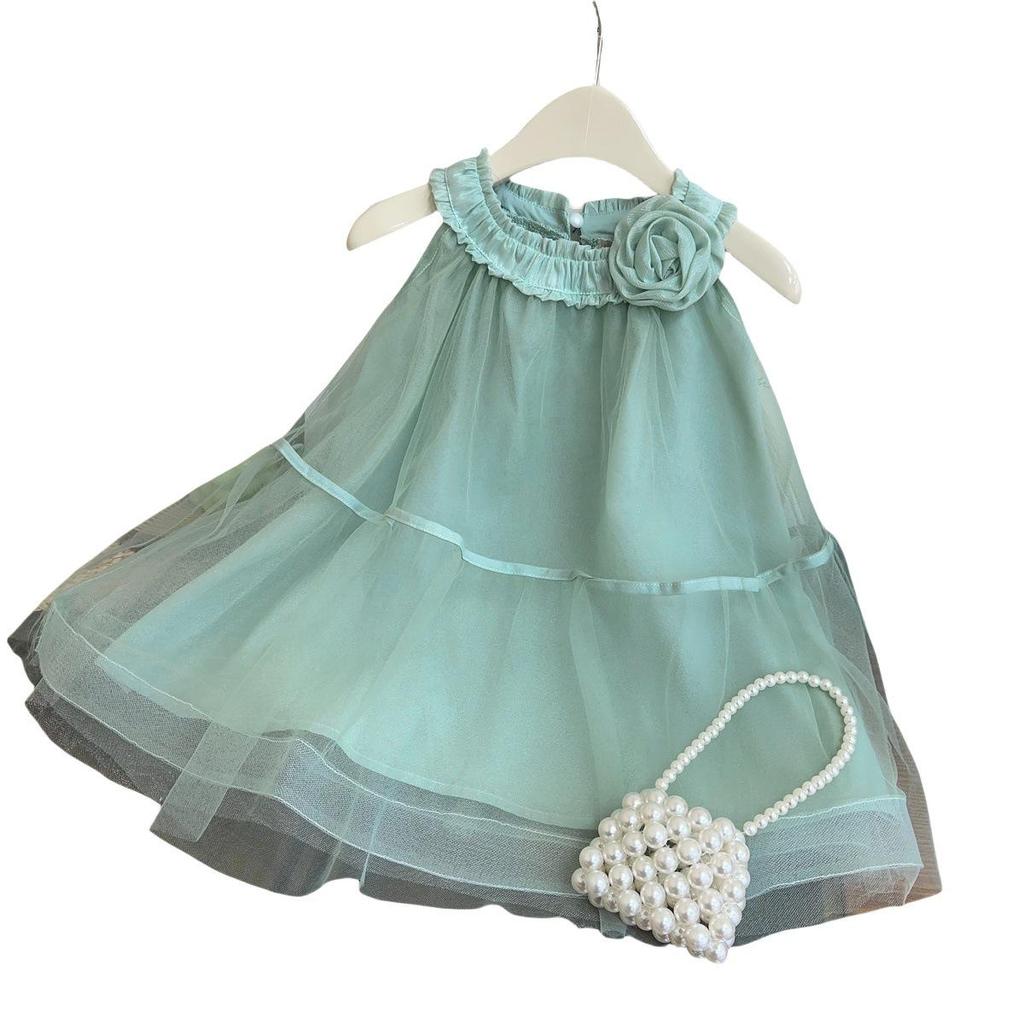 Korean Style Sleeveless Mesh Dress for Girls - Summer Puffy Princess Skirt (EXB105)