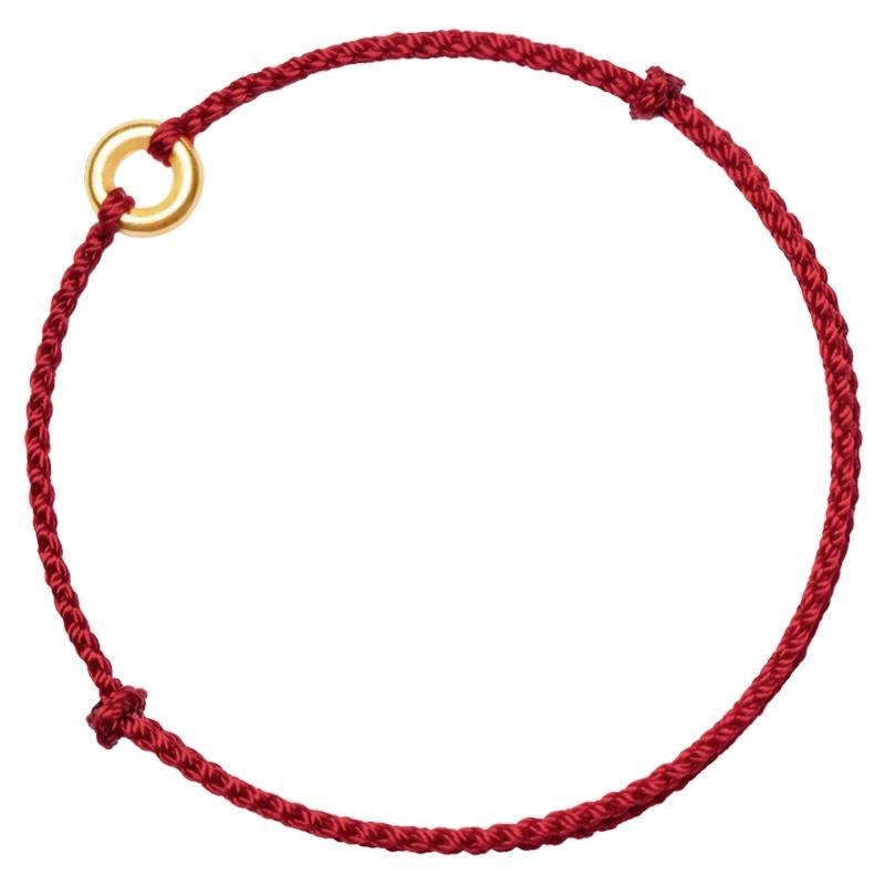 Pure Gold 999 Zodiac Red String Bracelet with Luck Beads for Baby's Full Moon or New Year
