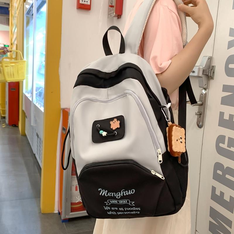 Симпатичный женский рюкзак большой емкости с цветными блоками — фото 21