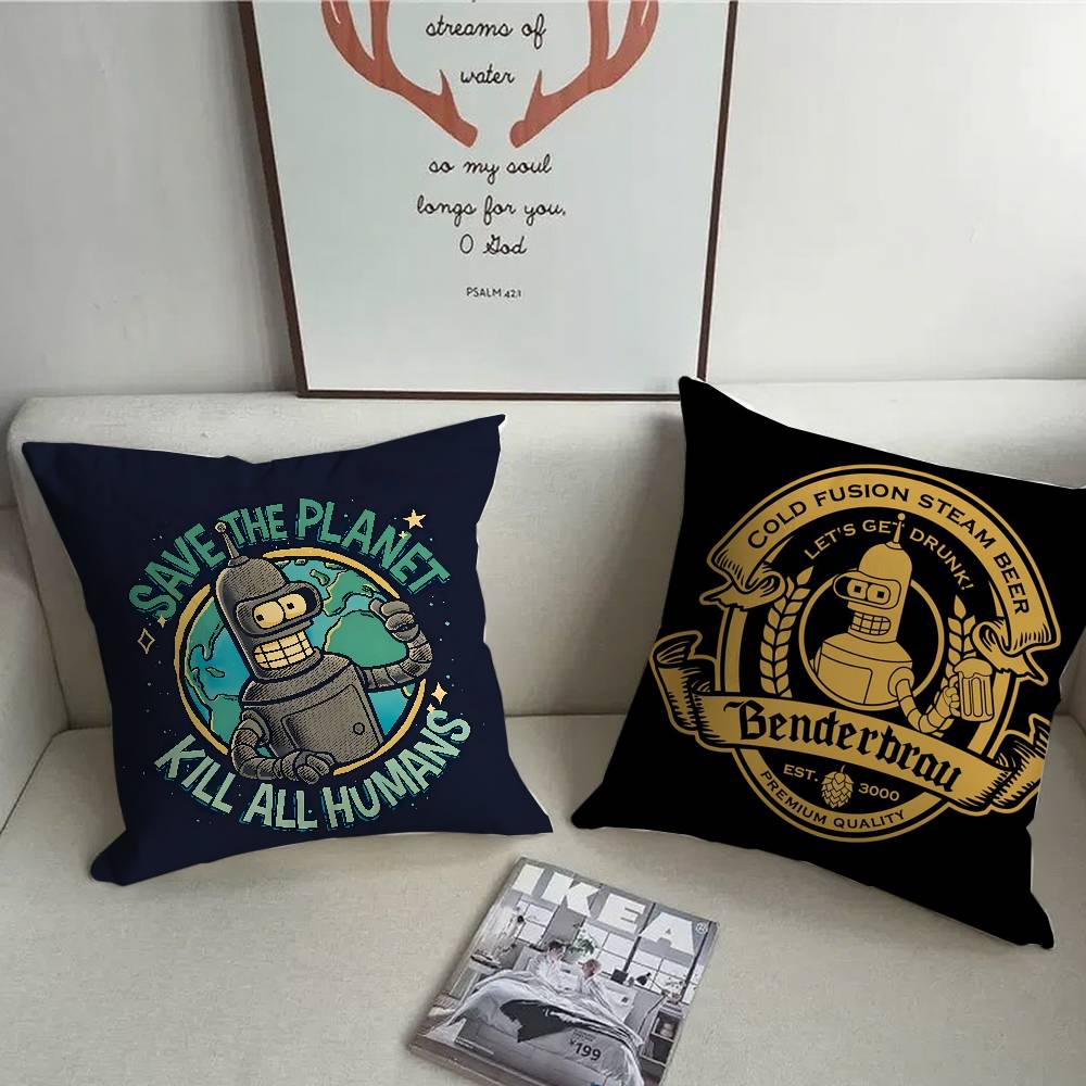 Anime F-Futurama B-Bender Pillow Case Sofa Decorative Home Double-sided Print Plush Square Throw Pillow Cushion Decor Cover