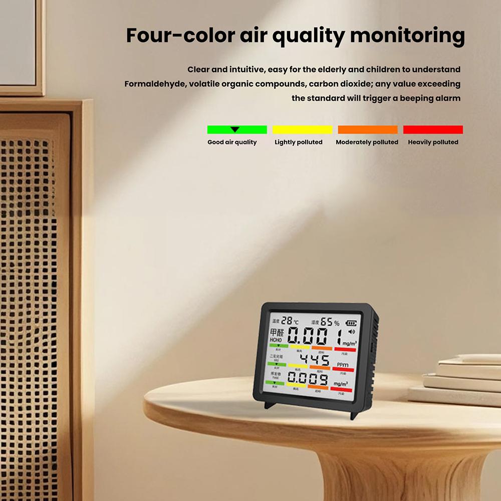 5 in 1 air quality detector Temperature Humidity Gauge Meter Monitor CO2,HCHO,TVOC formaldehyde volatile carbon dioxide tester