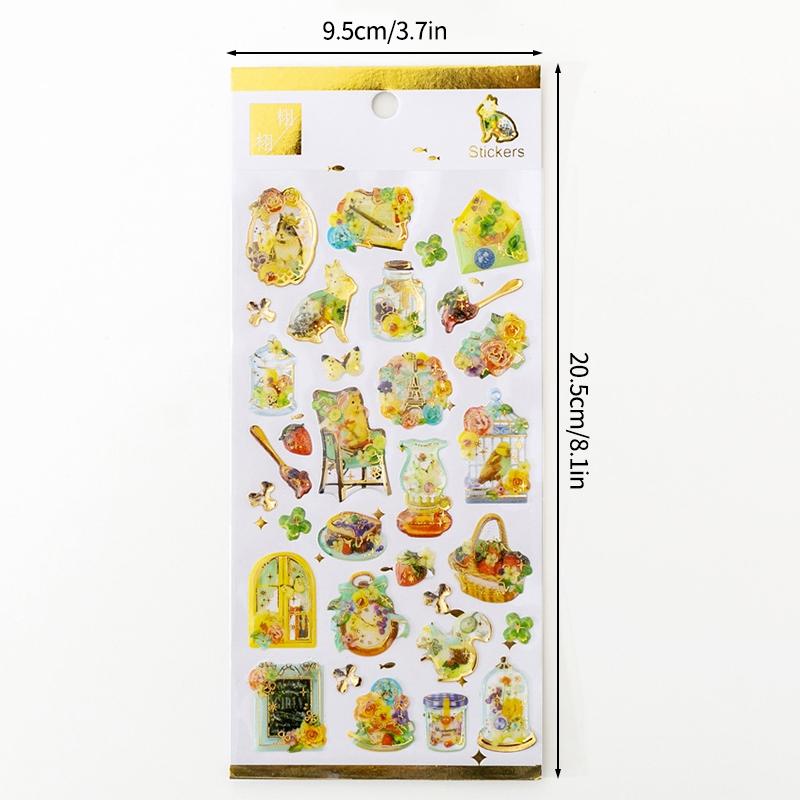 Crystal Drops Glue Stickers 3D Relief Golden Butterfly Sticker Diy Scrapbook Diary Mobile Phone Case Paster Decals Stickers