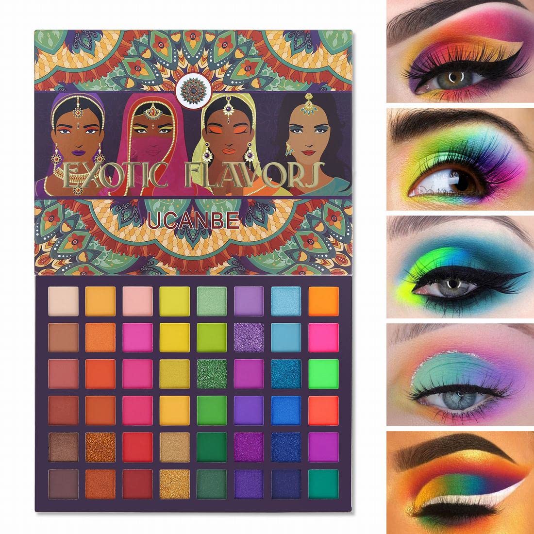 UCANBE 48-Color Colorful Eyeshadow Palette - Cosplay Eyeshadow, Highly Pigmented, International Makeup Palette, Stage Makeup, Waterproof,
