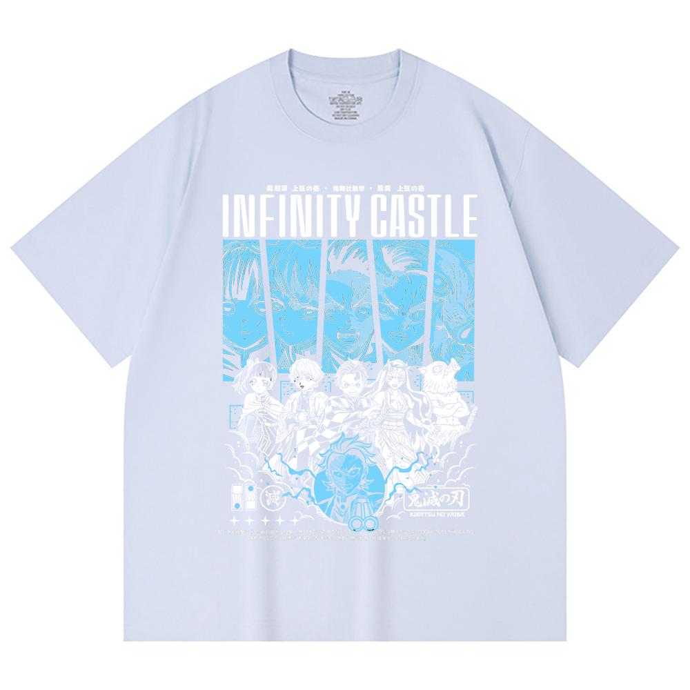 230 Gsm 100% Cotton Demon Slayer V88 Infinity Castle Print Unisex Heavy Cotton T Shirt