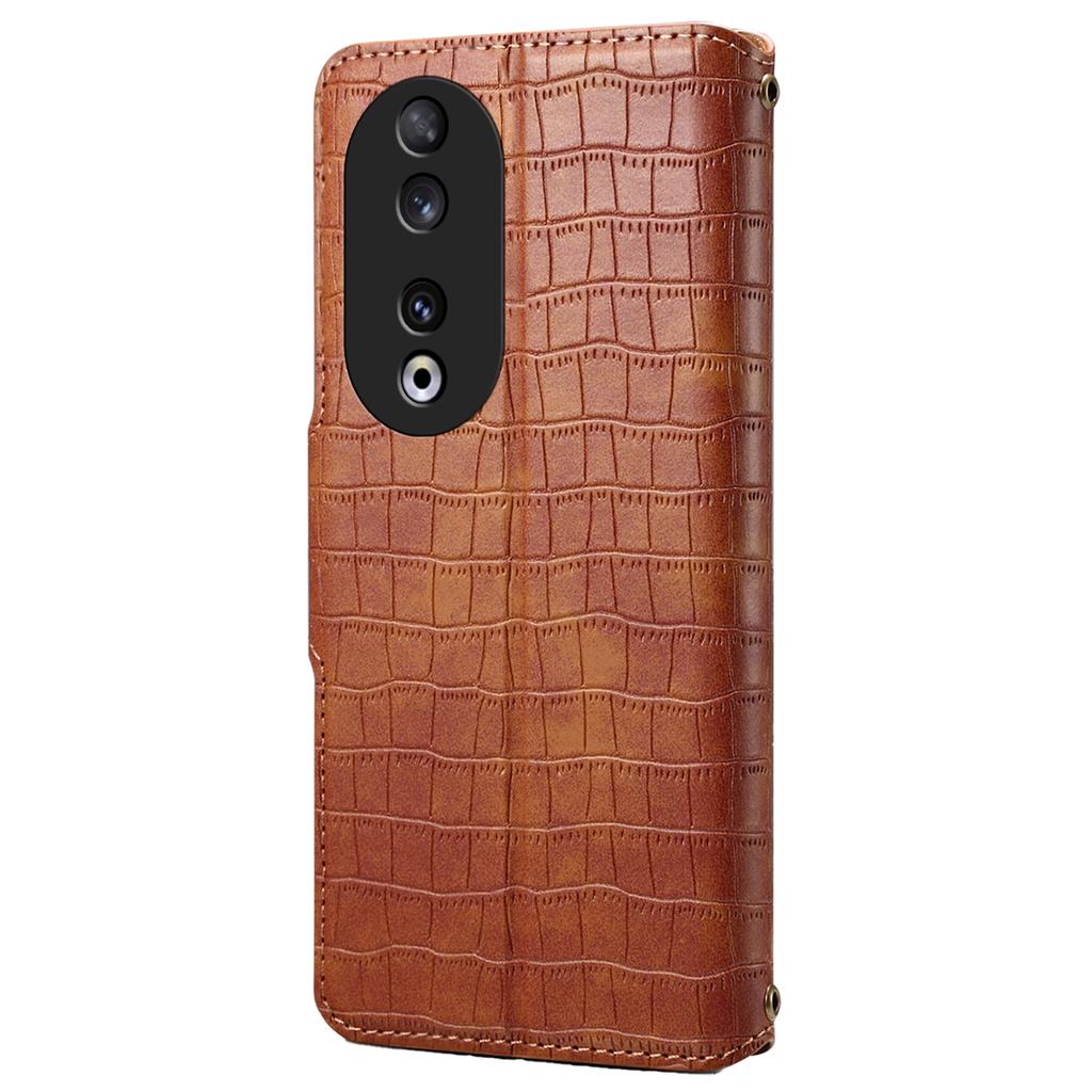 Wallet Phone Cover for Honor 90 Leather Case with Folding Stand Crocodile Texture