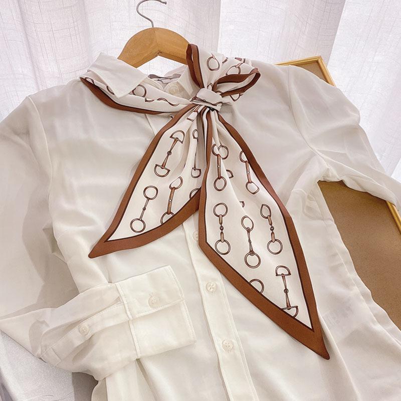 Luxury Long Silk Scarf Bag Tie Lady Neck Skinny Scarves Hairband Foulard Horse Print Brand Women Neckerchief Ribbon
