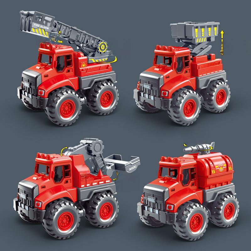 Kinder Feuerwehrauto Wolkenleiter Rettungsspielzeug mit Trägheit und beweglichen Teilen für Entwicklungsspiel