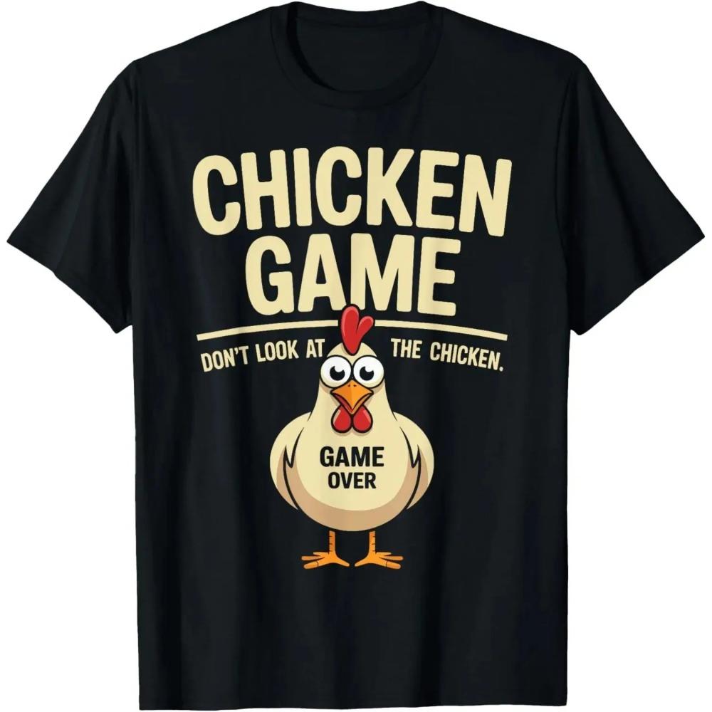 Hahnenspiel Schau den Hahn nicht an Lustiges Hühner-T-Shirt Individuell Bedrucktes Grafik-T-Shirt Herrenbekleidung Ropa