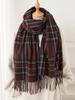 Damen Herbst Winter Vintage Strickschal Kopftuch Damen Herren Lässig Kariert Quaste Schal Mujer Mann Wickeltuch Unisex Neu Koreanisch