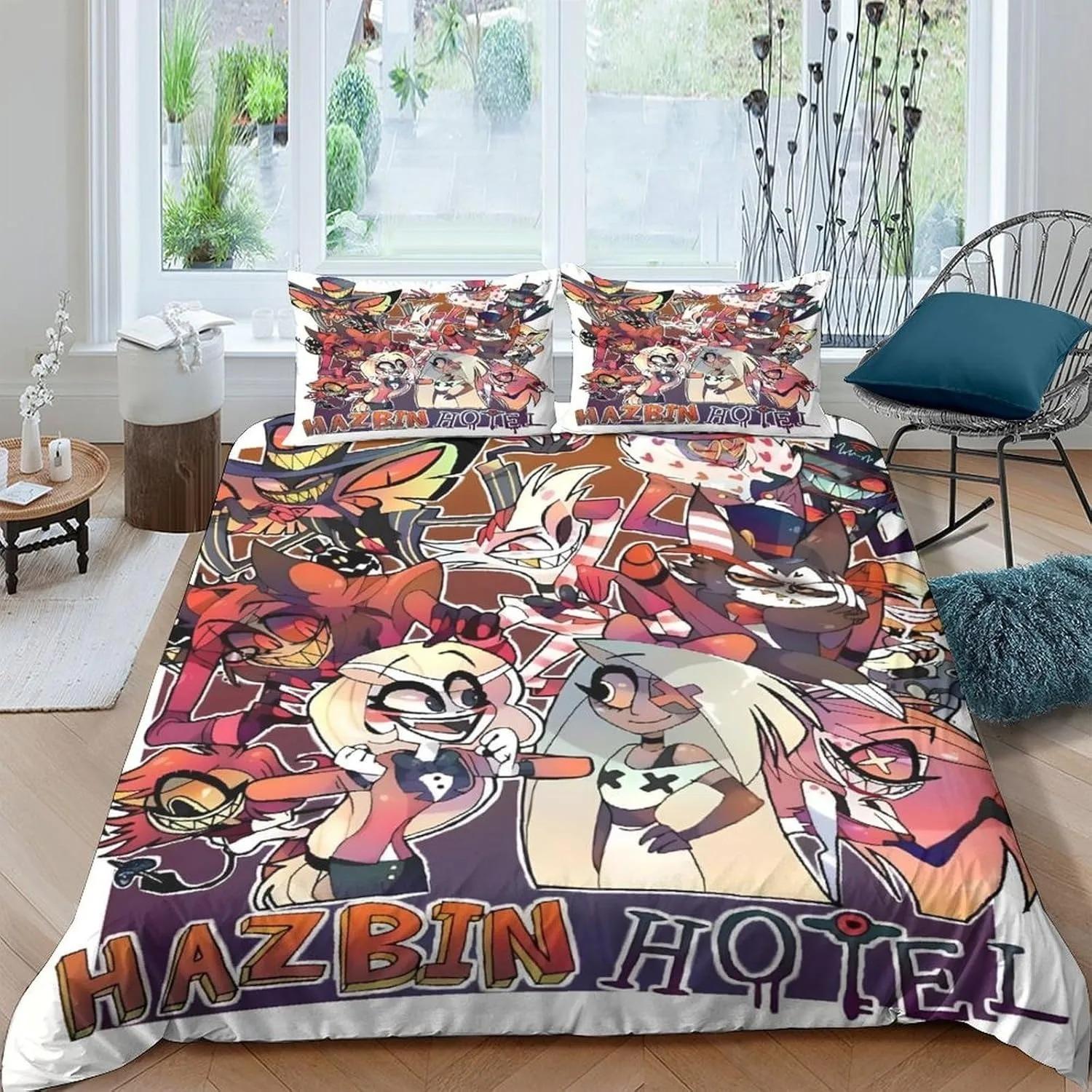

Одеяло Hazbin Hotel Мультяшное 3D Изысканное Цифровая Печать Комплект Постельного Белья Чарли Одеяло Кровать Молодежь Домашний Декор Дети Мальчики Подарок Comforter (quilt)-EU Single(135*200cm)3pcs