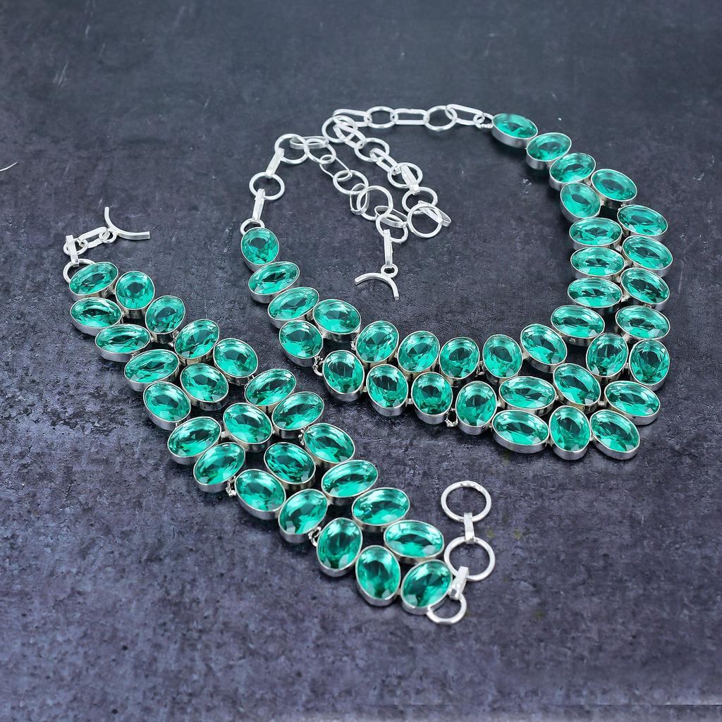 Indicolite Tourmaline Handmade 925 Sterling Silver Jewelry Set A0P46