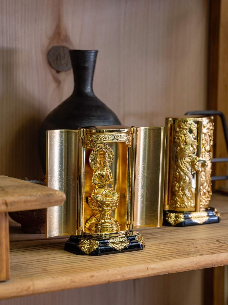 Buddhist Statue of Seishi Bodhisattva In a Shrine by Sculptor Keishu Original Model In the Year of the Zodiac Guardian Takaoka (gold Plated/24k Gold)