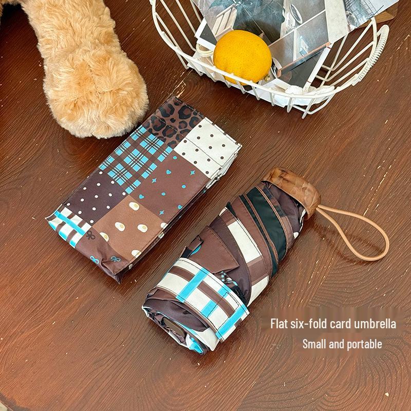 Korean Style Sun & Rain UV Protection Umbrella for Women - Manual Foldable with Curved Hook and Black Glue Sunshade